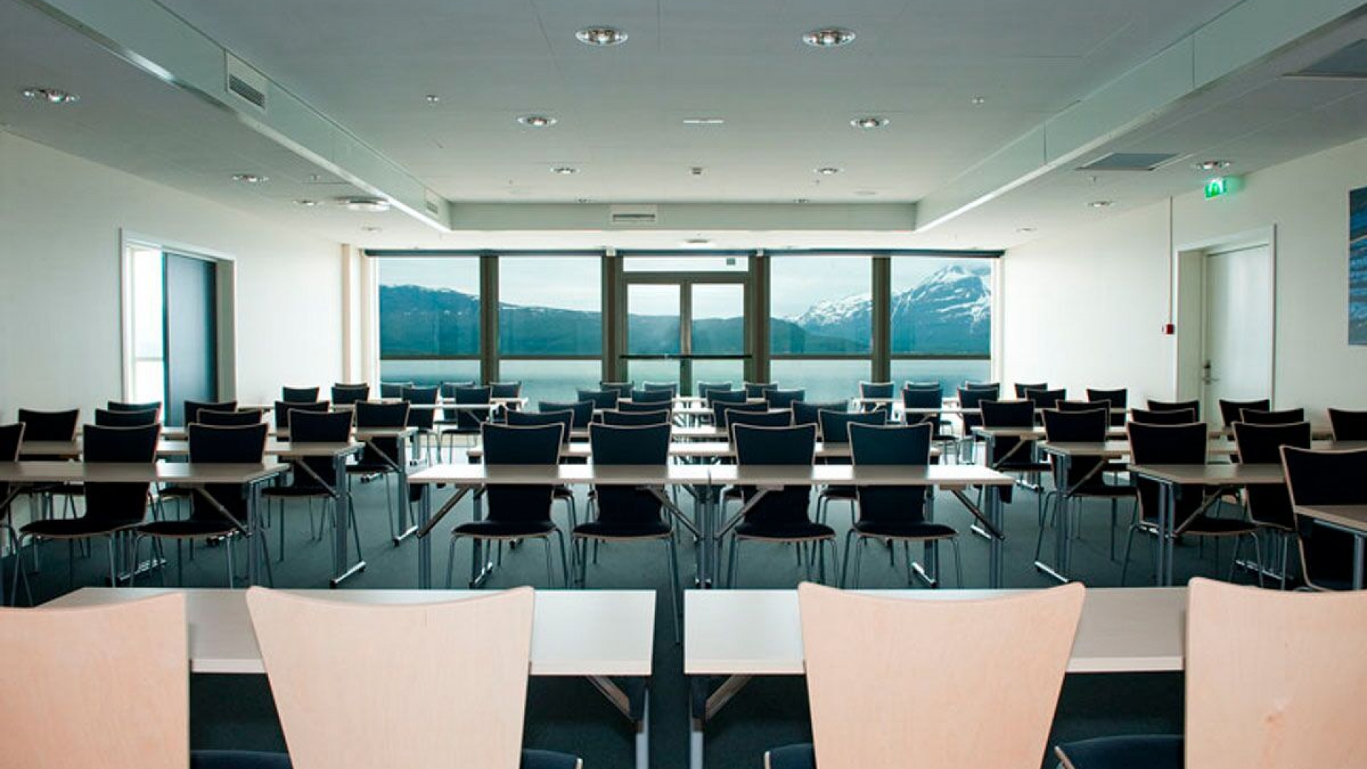 Meeting room with mountain view