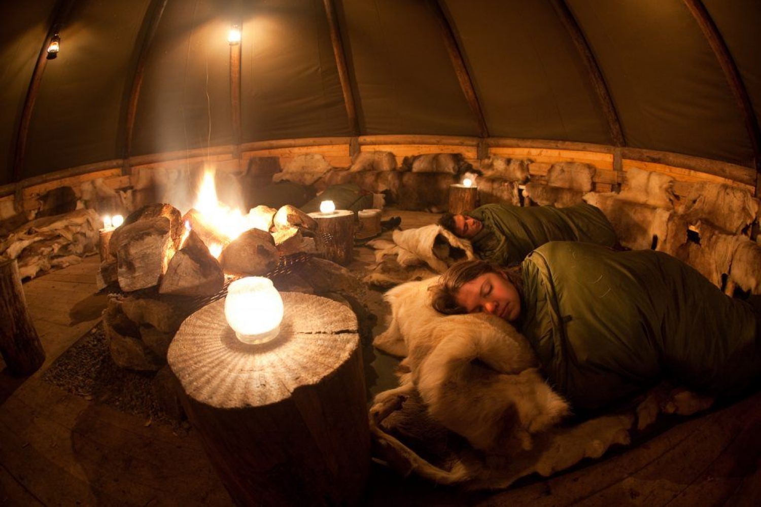 guests sleeping in one of the lavvos/huts