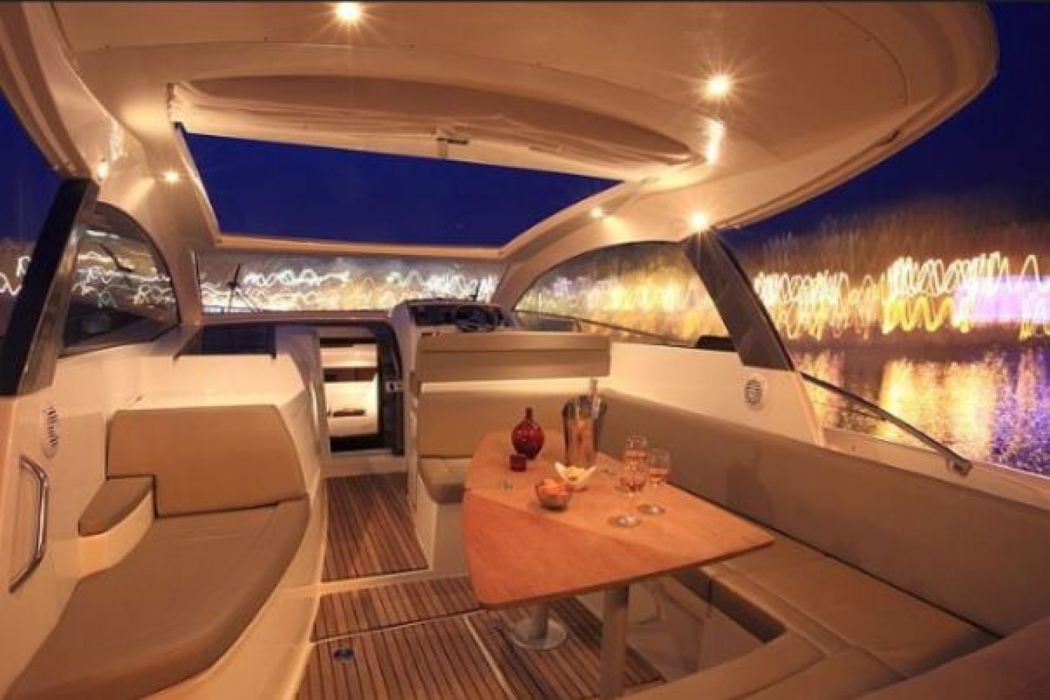 from the inside of the cabin cruiser
