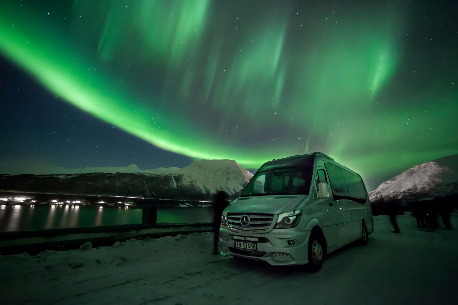 northern light and a minibus