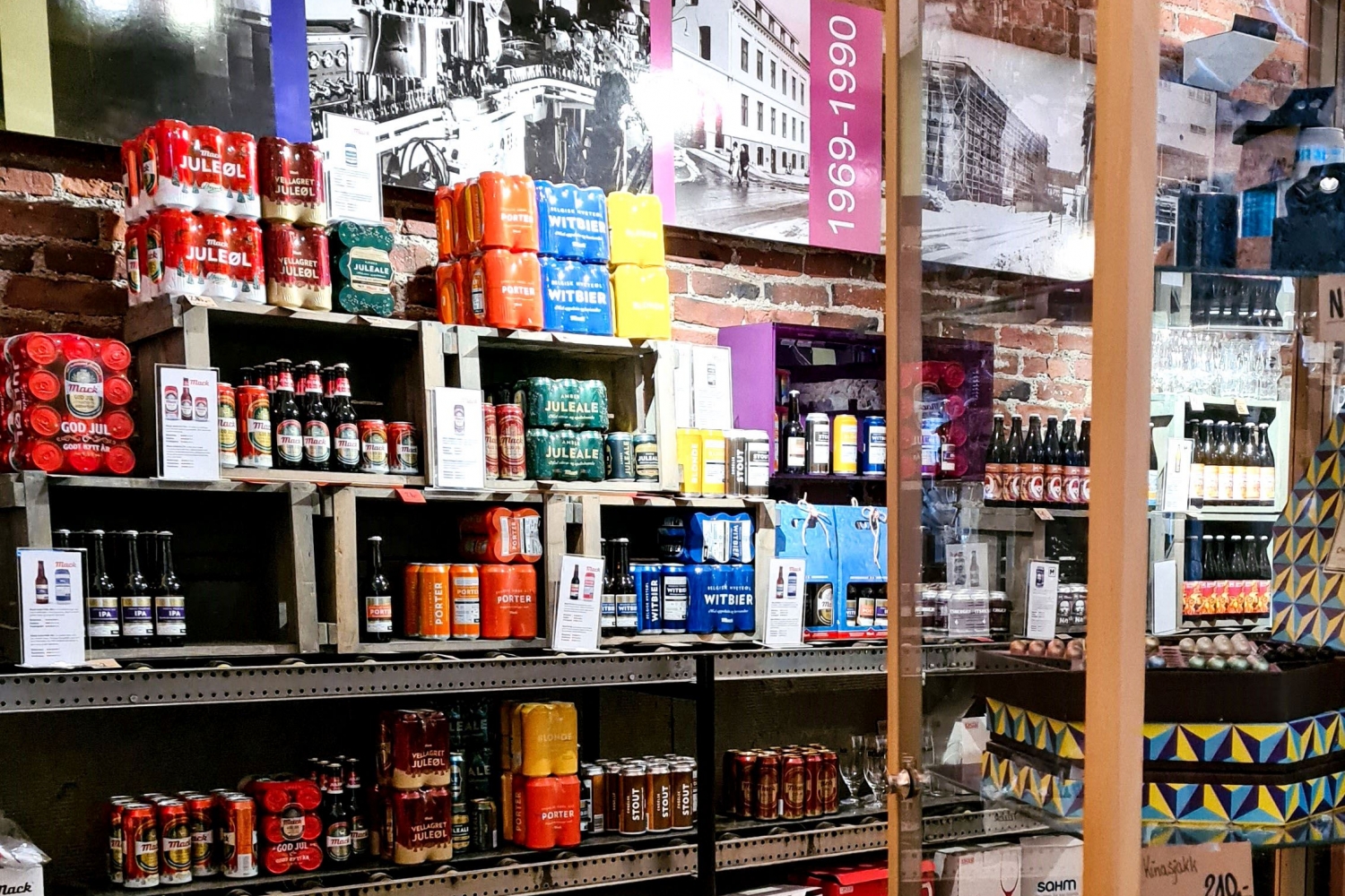 shelfs with Mack beer