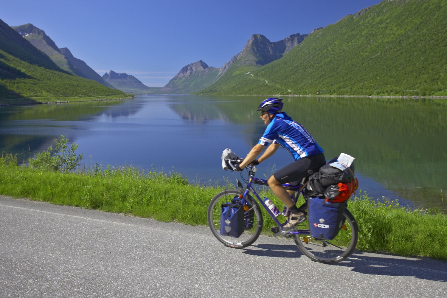 cyclist fjord Senja