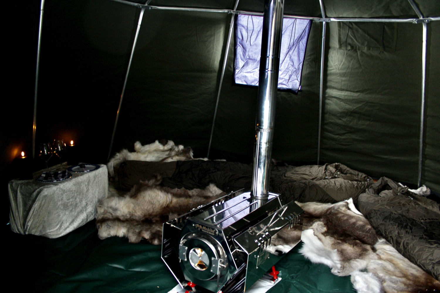 Sleeping area inside tent