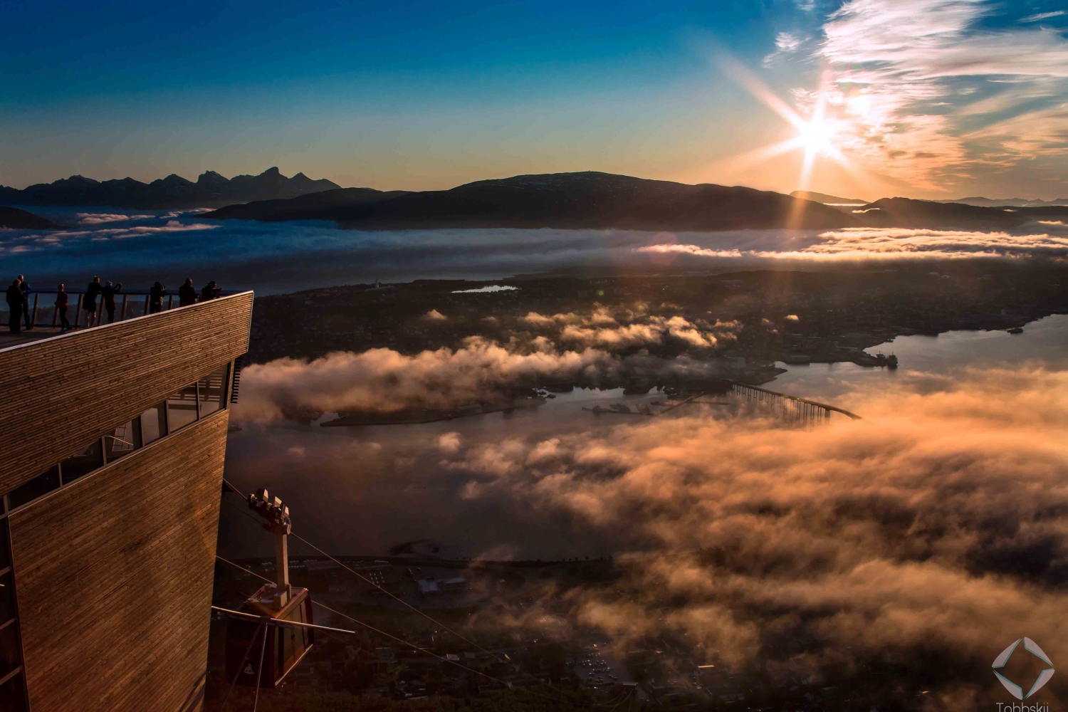 Midnight sun over Tromsø from the Cable Car