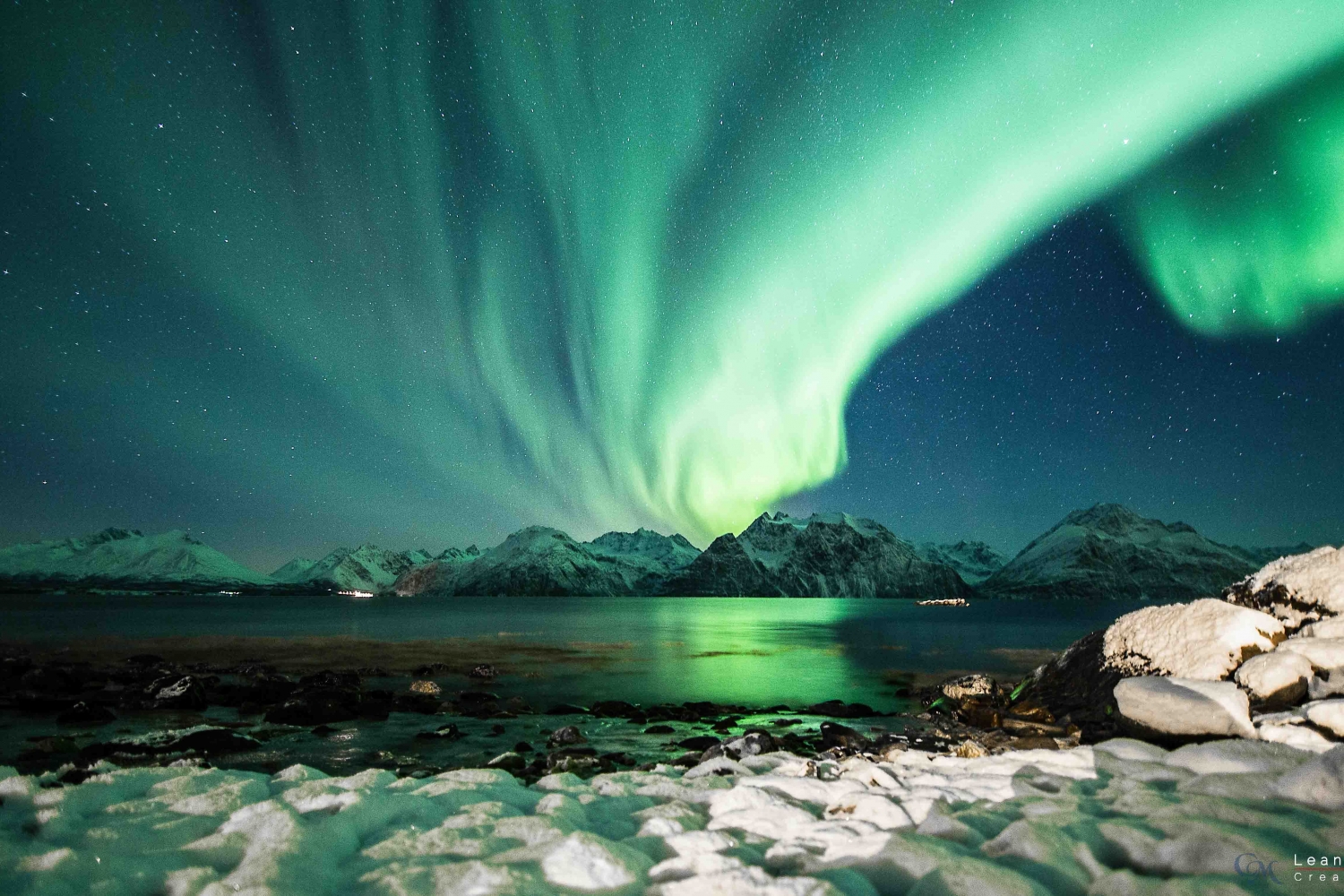 Northern lights above the sea