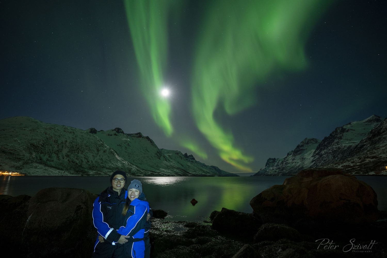 Couple under the northern lights