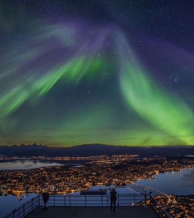 Northern Lights seen from Fjellheisen in Tromsø